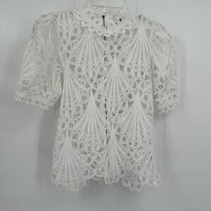 Blashe Womens Lace Top Size M White‎ Sheer Festival Boho Hippie Bohemian